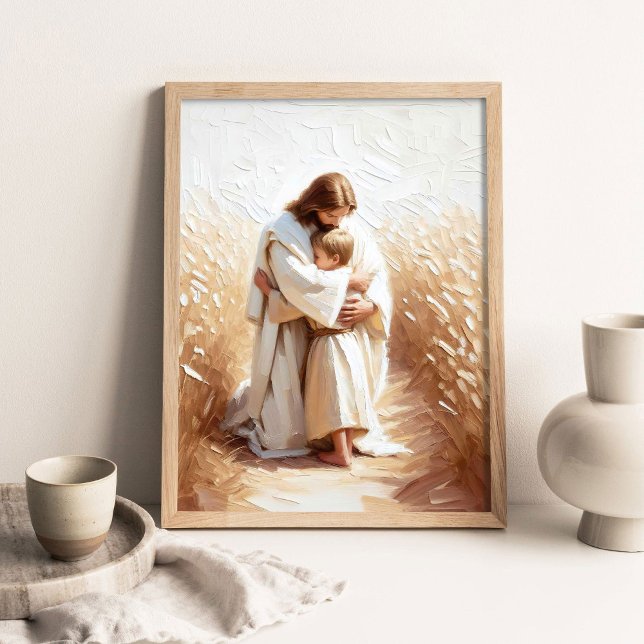 A Guiding Saviour, Christian Art, Jesus Hugging Bo Poster (Creator Uploaded)