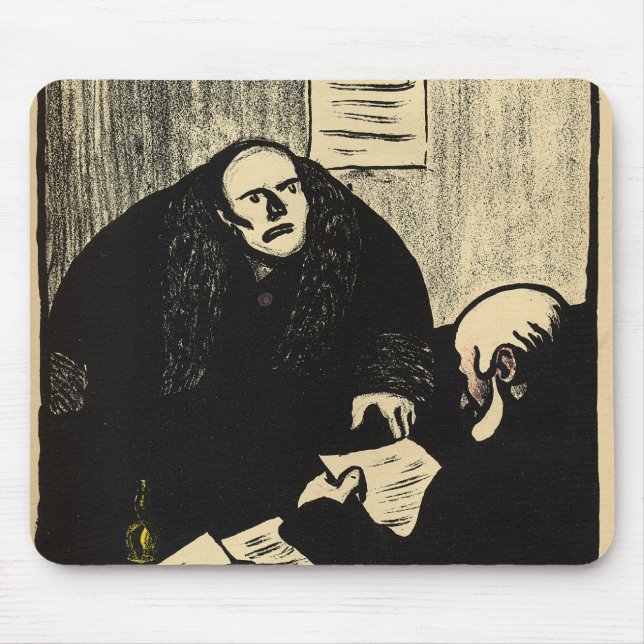 A guilty suspect tries to raise a question mouse mat (Front)