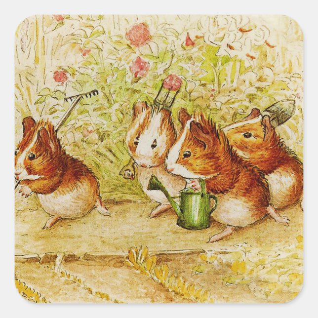 A Guinea Pig Garden of Our Own by Beatrix Potter Square Sticker (Front)