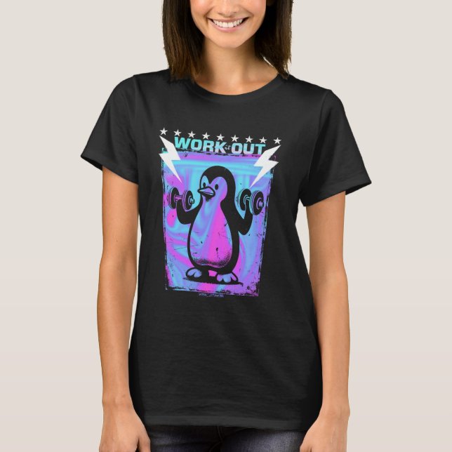 A GYM PENGUIN - WORKOUT EXERCISE FUN VIBES T-Shirt (Front)