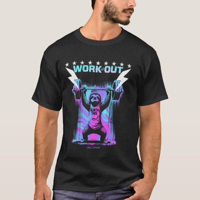 A GYM SLOTH - WORKOUT EXERCISE FUN VIBES T-Shirt (Front)