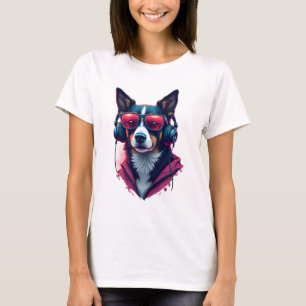 A Habu dog wearing sunglasses and headphones T-Shirt