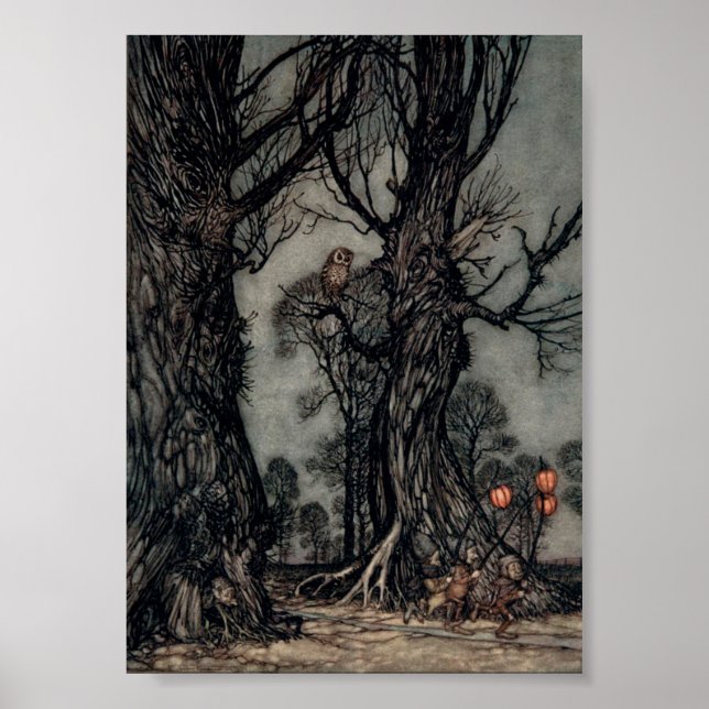 "A Halloween Hunt" illustration 5 x 7 on canvas Poster (Front)