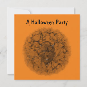 "A Halloween Party" - Phantom Devil Dark Sepia Invitation