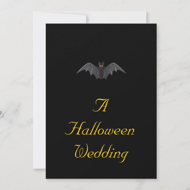 "A Halloween Wedding" - (Bat In Flight) Invitation (Front)