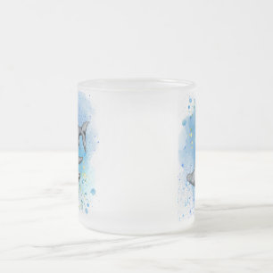 A hammerhead shark on a frosted beer mug