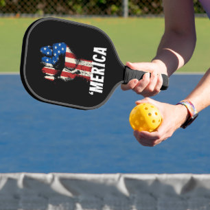 A Hand Fist American Flag 'MERICA'  Pickleball Paddle