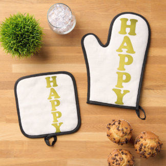 A hand glubs oven mitt & pot holder set