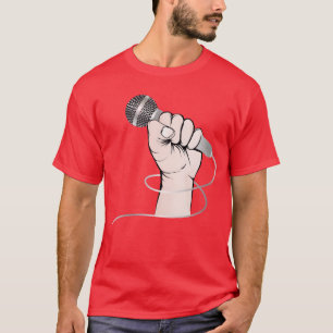 A hand of a singer holds a singing microphone gift T-Shirt