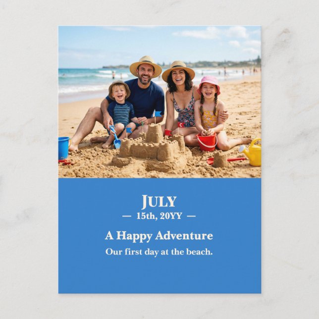 A Happy Adventure July Memory Photo Postcard (Front)