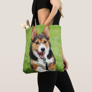 A Happy And Energetic Pembroke Welsh Corgi Puppy Tote Bag
