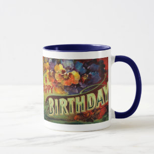 A Happy Birthday Vintage Painted Mug