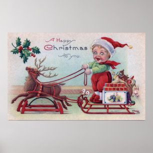 A Happy Christmas to YouBoy on a Sleigh Poster