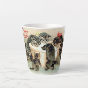 A Happy Christmas Vintage Cat Latte Mug