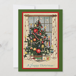 A Happy Christmas, vintage illustration, Card