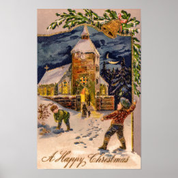 A Happy Christmas Vintage Poster
