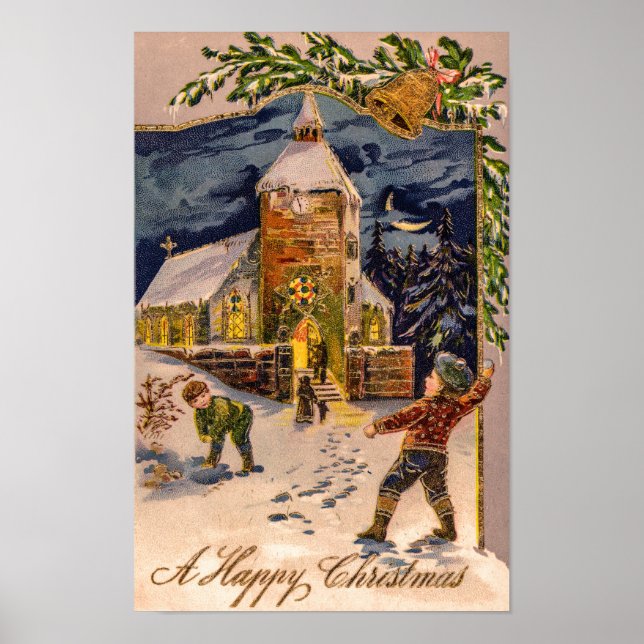 A Happy Christmas Vintage Poster (Front)
