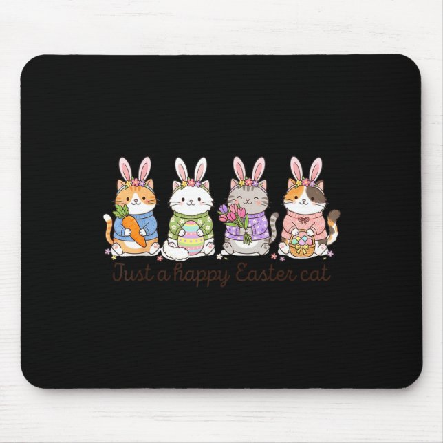 a Happy Easter Cat Cute Cat Lover Bunny Easter Day Mouse Mat (Front)