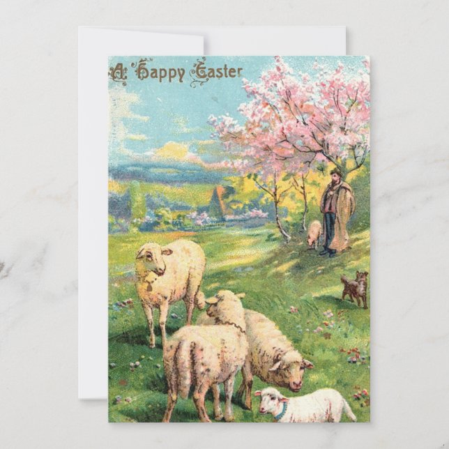 A Happy Easter lambs greeting card (Front)