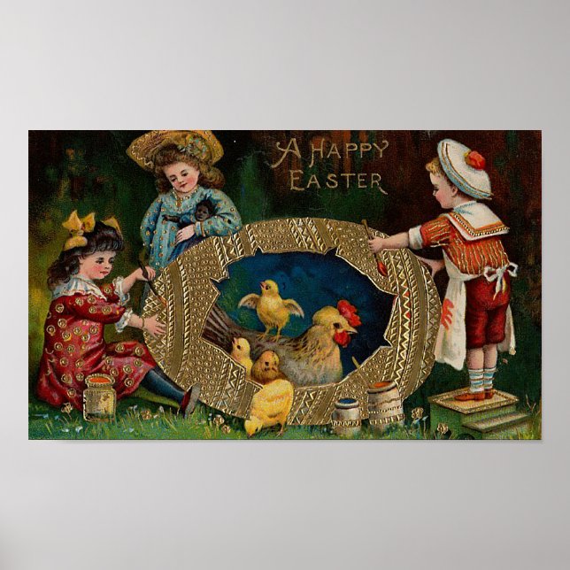A Happy Easter Vintage Easter Poster (Front)