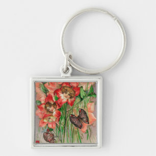 A Happy Easter with Women Head Flowers Key Ring