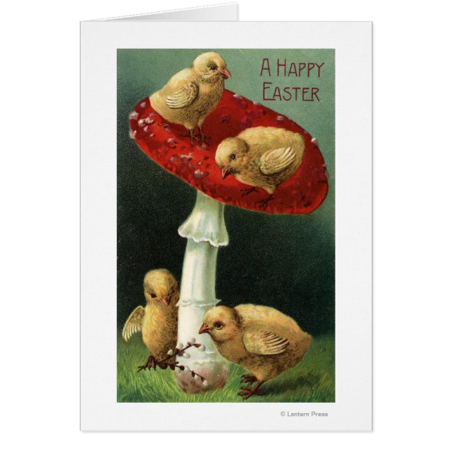 A Happy EasterChicks on Red Mushroom (Front)