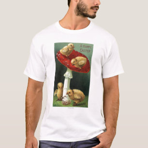 A Happy EasterChicks on Red Mushroom T-Shirt