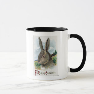 A Happy EastertideGray Rabbit Scene Mug