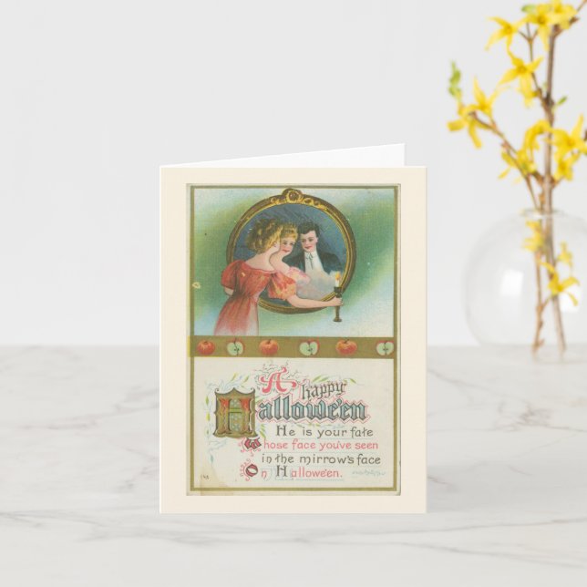 A Happy Halloween Mirrow's Fate Vintage Card (Yellow Flower)