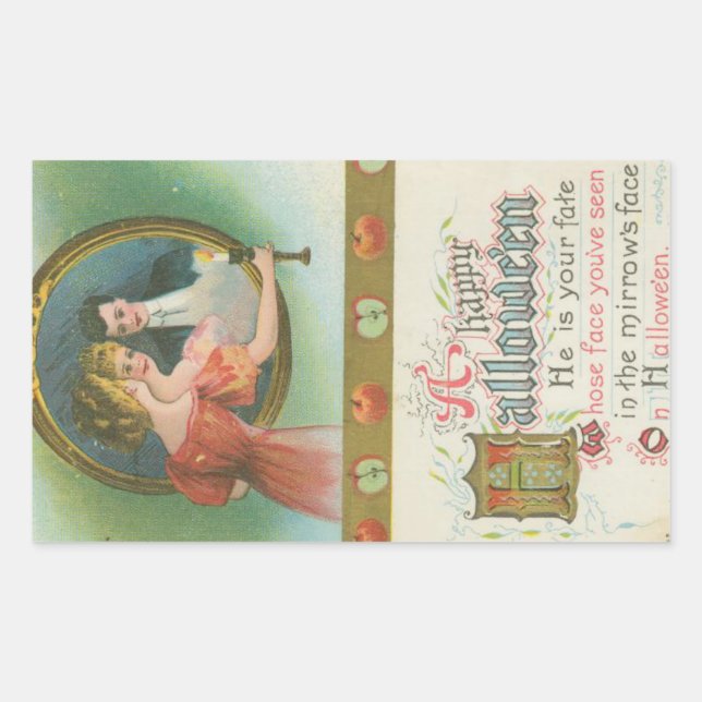 A Happy Halloween Mirrow's Fate Vintage Rectangular Sticker (Front)