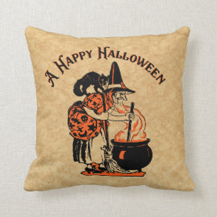 A Happy Halloween Witch Throw Pillow