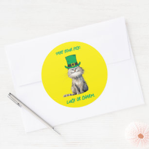 A happy Irish Cat Classic Round Sticker