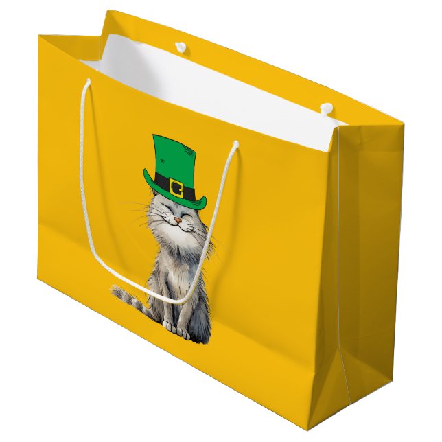 A happy Irish Cat Large Gift Bag (Front Angled)