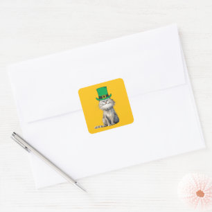 A happy Irish Cat Square Sticker