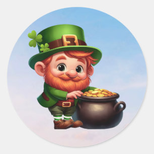 A happy little leprechaun on St. Patrick's day Classic Round Sticker