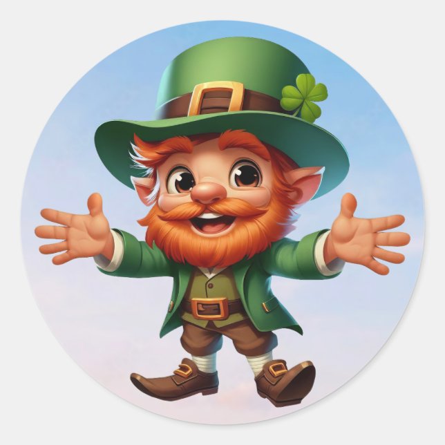 A happy little leprechaun on St. Patrick's day Classic Round Sticker (Front)