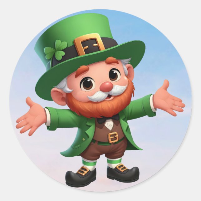 A happy little leprechaun on St. Patrick's day Classic Round Sticker (Front)