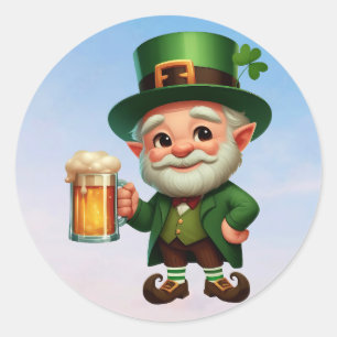 A happy little leprechaun on St. Patrick's day Classic Round Sticker