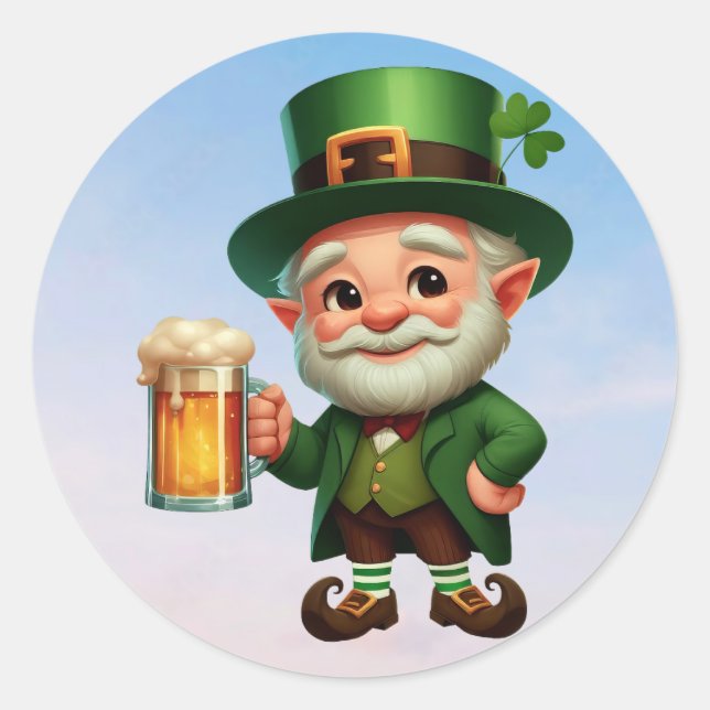 A happy little leprechaun on St. Patrick's day Classic Round Sticker (Front)