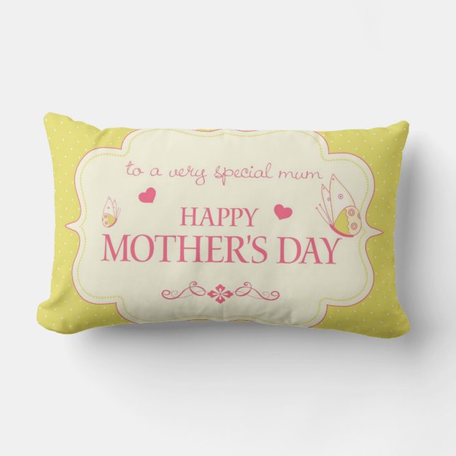 A Happy Mother's Day Greeting Card Lumbar Cushion (Front)