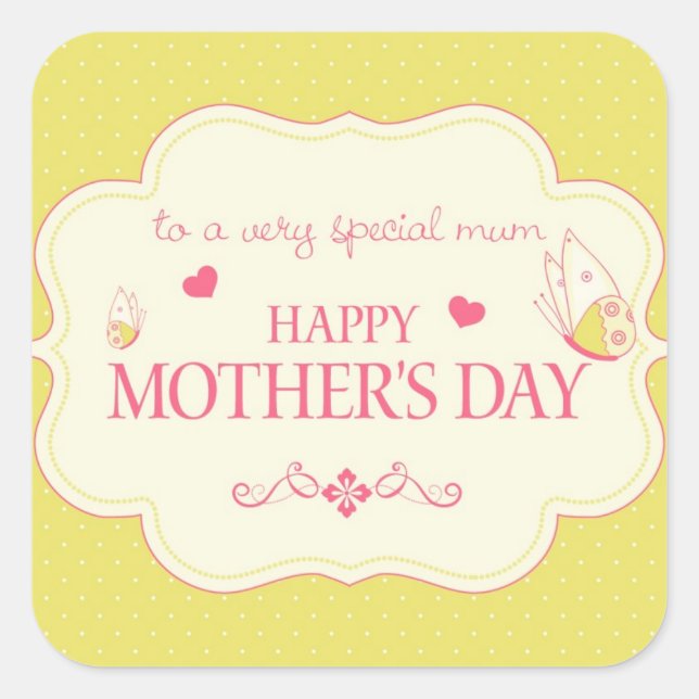 A Happy Mother's Day Greeting Card Square Sticker (Front)