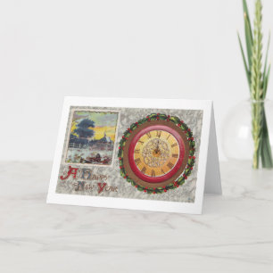 A Happy New Year Clock Holiday Card