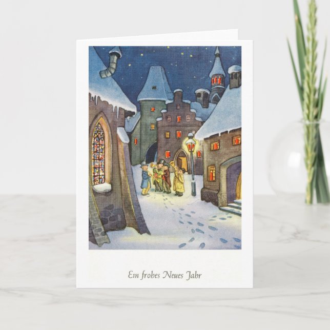 A Happy New Year, German Vintage Holiday Card (Front)