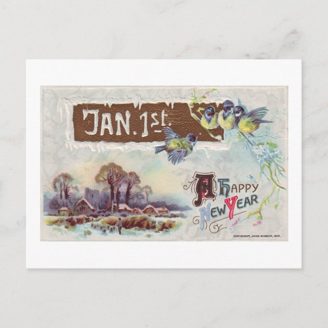 A Happy New Year Holiday Postcard (Front)