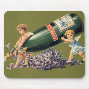 A Happy New Year, Vintage Angels with Champagne Mouse Mat