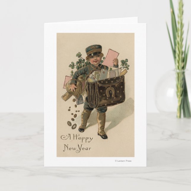 A Happy New YearIrish Mail Boy Holiday Card (Front)
