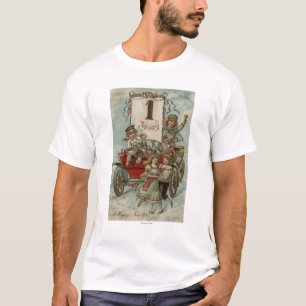 A Happy New YearKids Around a Red Wagon T-Shirt
