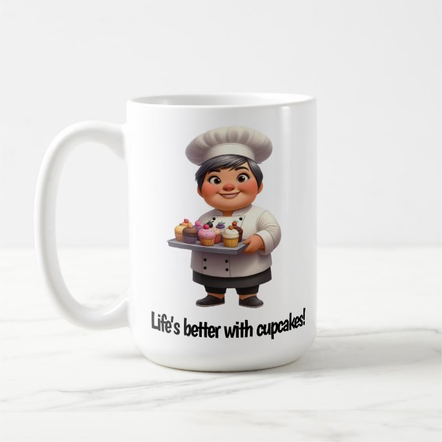 A Happy Pastry Chef Posing for the Camera Coffee Mug (Left)