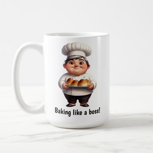 A Happy Pastry Chef Posing for the Camera Coffee Mug (Left)