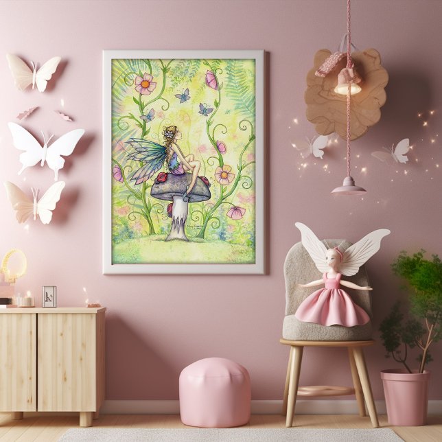 A Happy Place Flower Fairy and Butterflies Art Poster (Creator Uploaded)